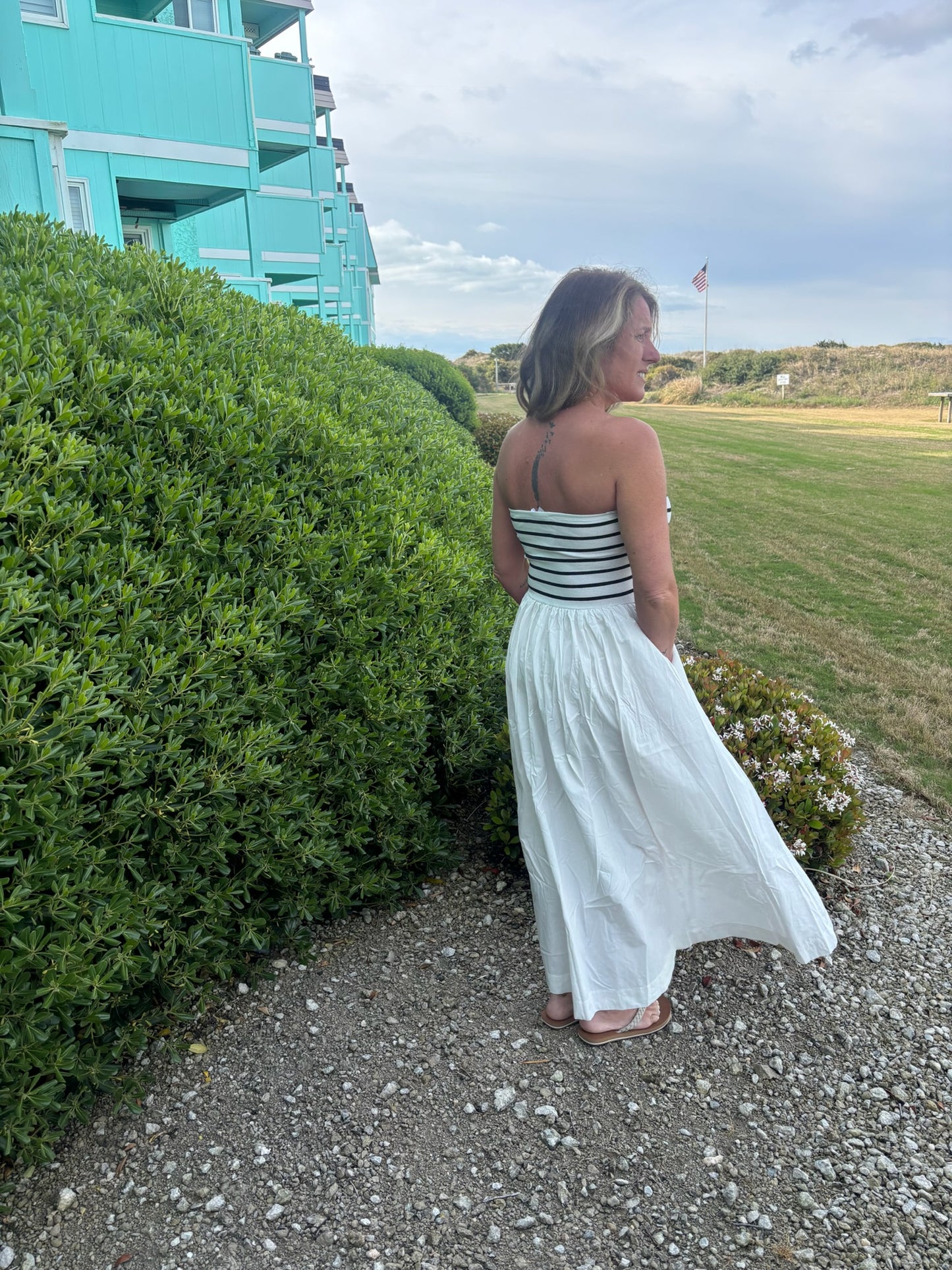 Navy white dress