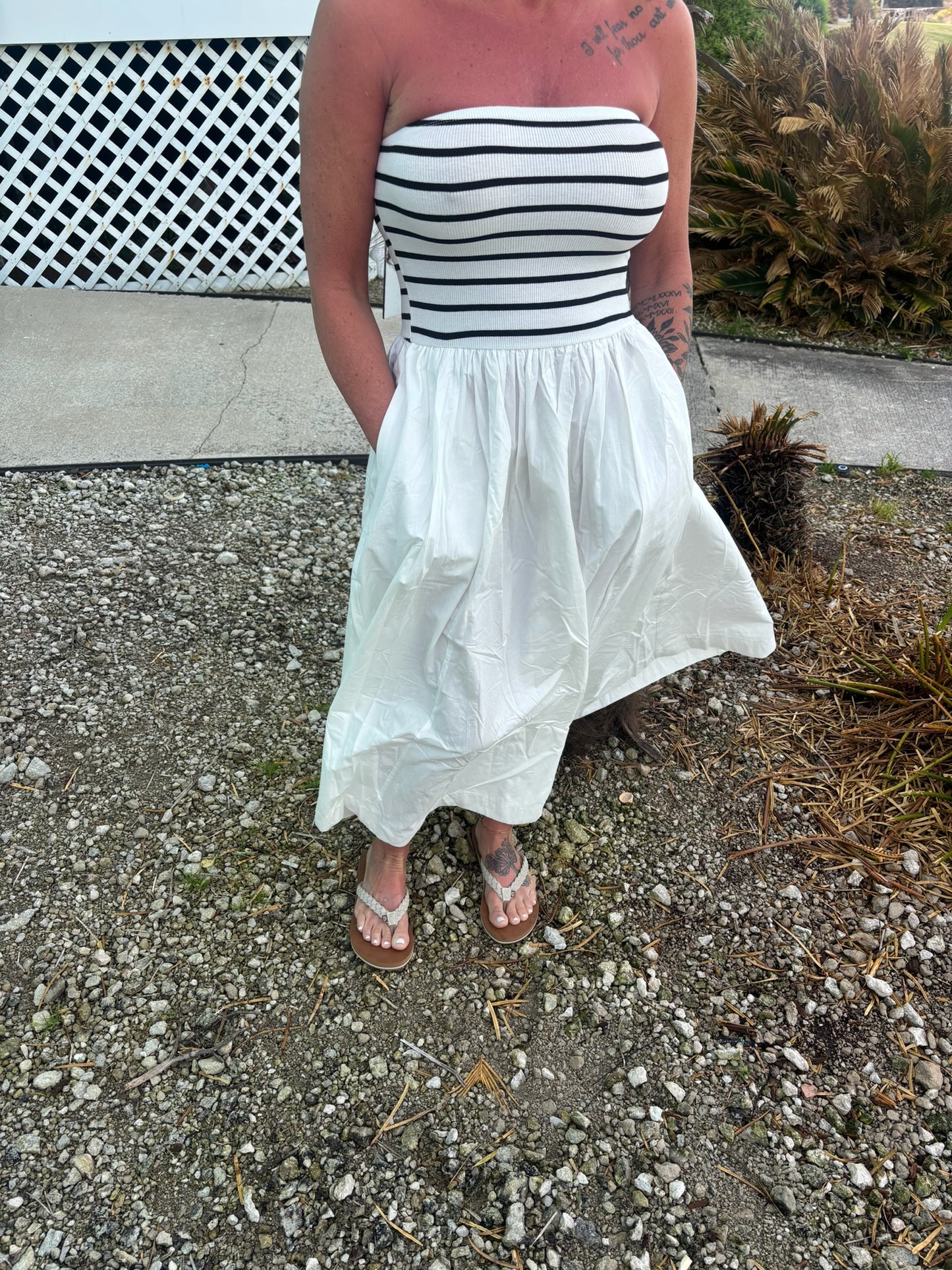 Navy white dress