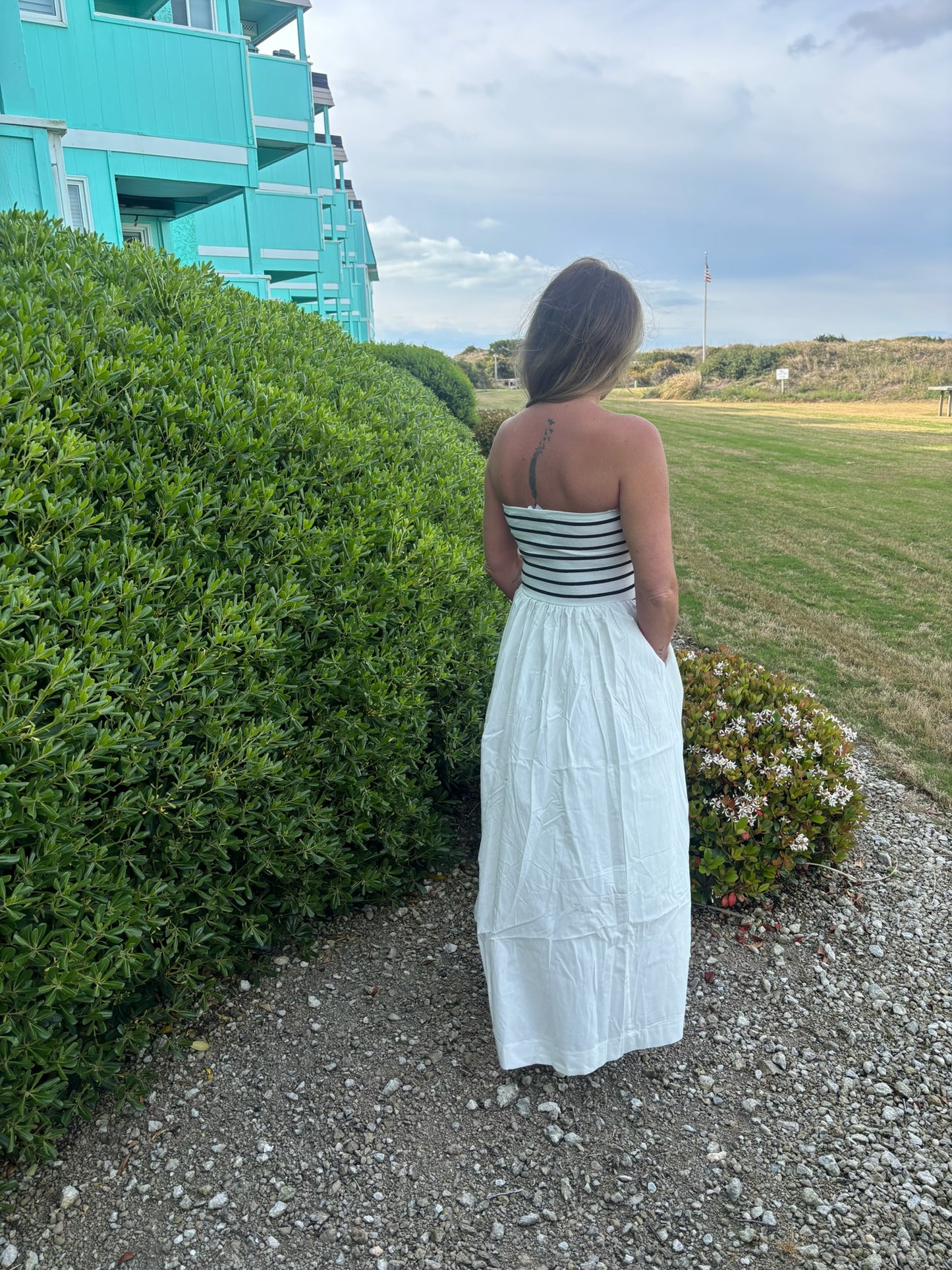 Navy white dress
