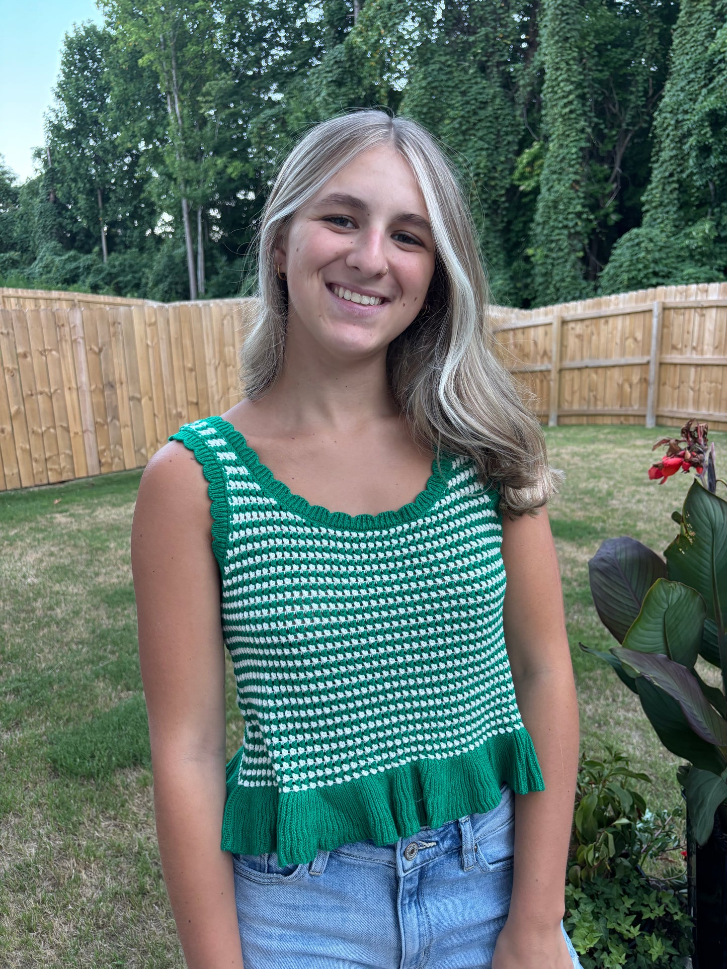 Ruffle Stripped Knit Top