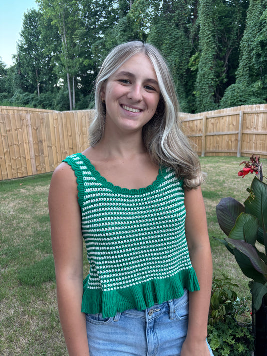Ruffle Stripped Knit Top