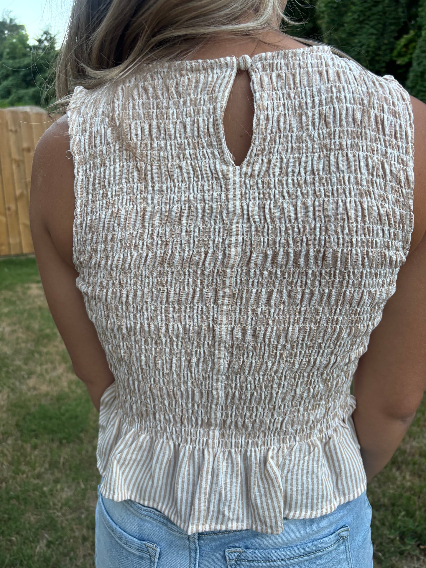 Sleeveless Smocked Blouse