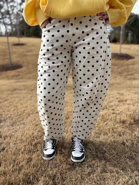Polka Dot Barrel Jeans