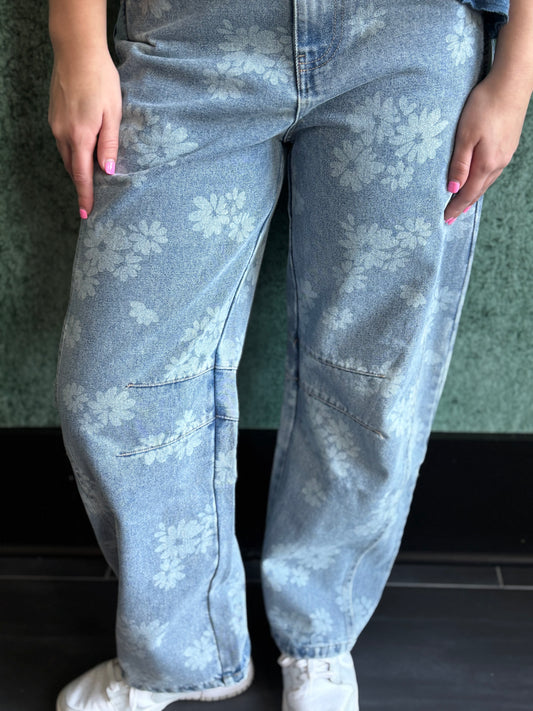 Floral Barrel Jeans