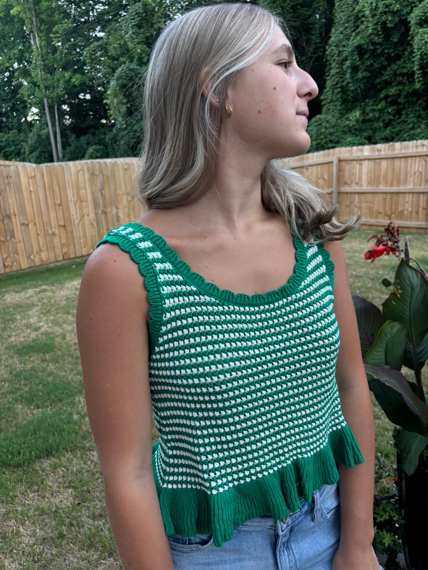 Ruffle Stripped Knit Top