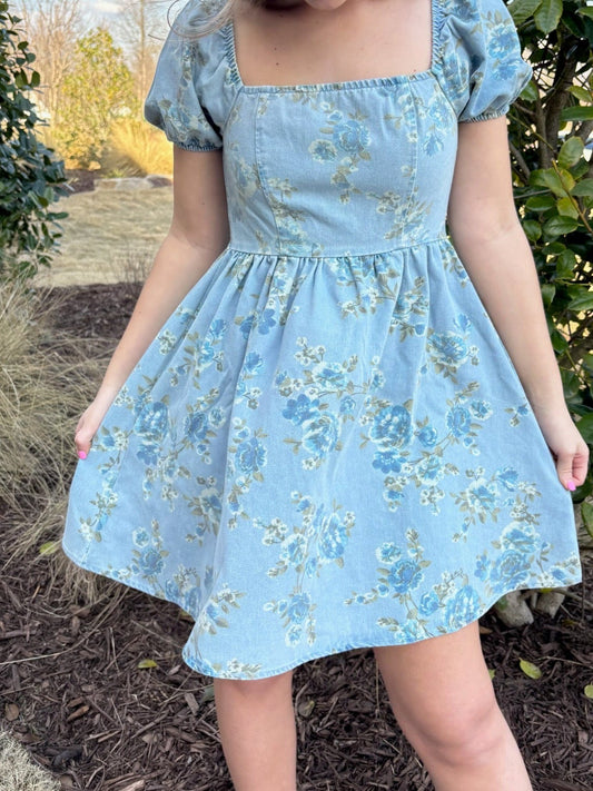 Denim Floral Dress