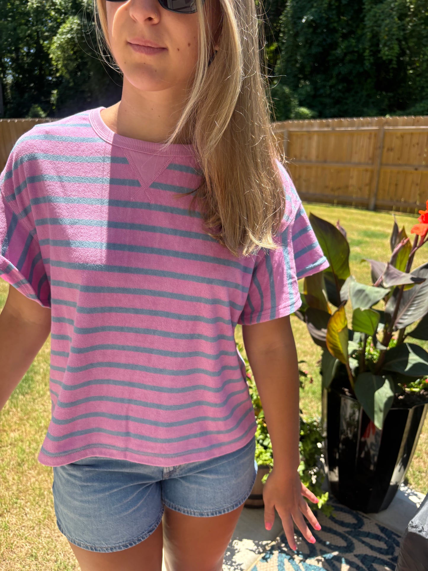 Pink & Blue Stripped Top